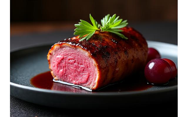 Solomillo ibérico a la plancha con guarnición.